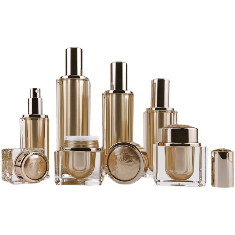 Luxury Skincare Packaging - Высококачественный акриловый Золотой фотографический горшок, набор